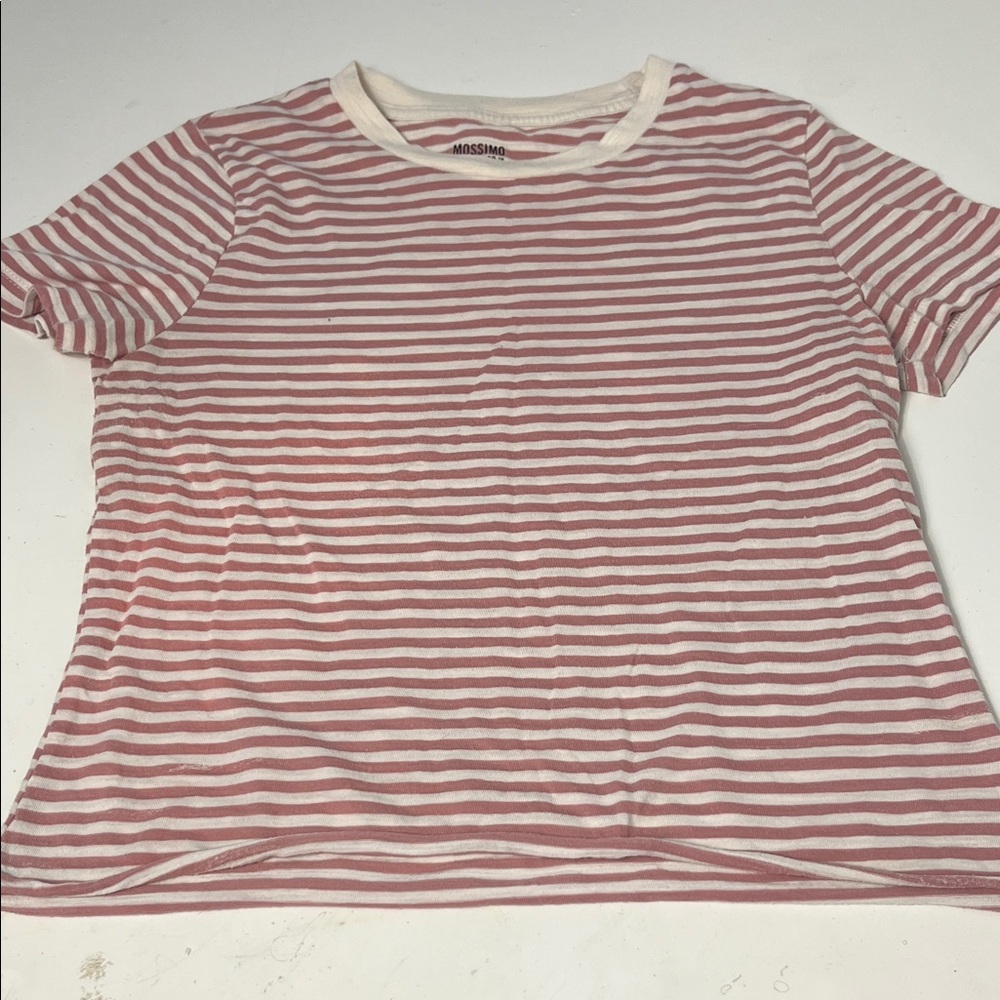 Mossimo Supply Co Small Short Sleeve White Pink Striped T Shirt
